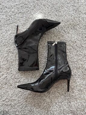 Schutz patent leather booties